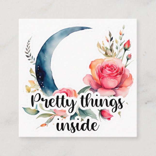 Carte D'accompagnement Floral Moon Pretty Things Inside Small Business (Devant)