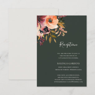Carte D'accompagnement Floral Orange Bourgogne Réception de mariage ver