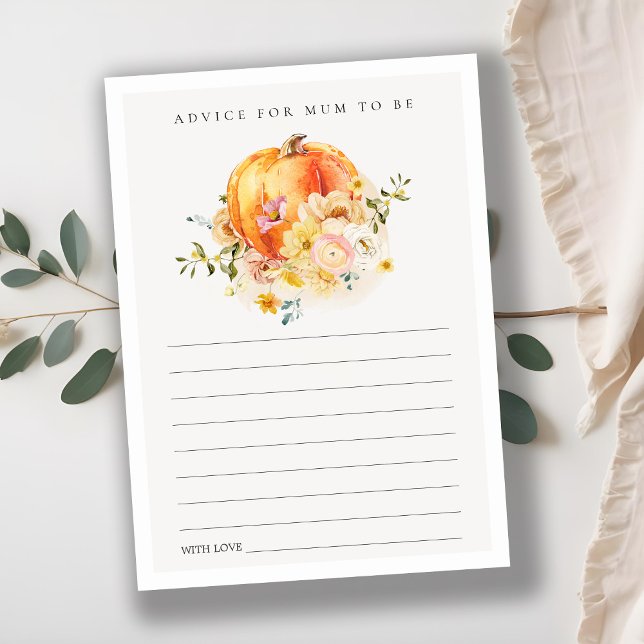 Carte D'accompagnement Floral Orange Citrouille Conseiller pour le Baby s (Créateur téléchargé)