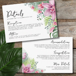 Carte D'accompagnement Floral Palm Tropical Détails du Mariage