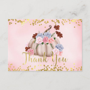 Carte D'accompagnement Floral Petit Citrouille Baby shower de fille Merci