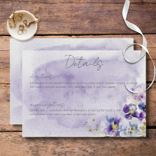 Carte D'accompagnement Floral pourpre et jaune Détails modernes