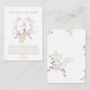 Carte D'accompagnement Floral rose Pierre le lapin Baby shower Livres