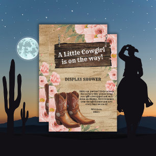 Carte D'accompagnement Floral Rustic Boots Baby shower