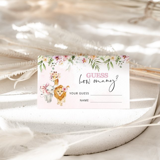 Carte D'accompagnement Floral Safari animaux devinez combien de craquelin (Créateur téléchargé)