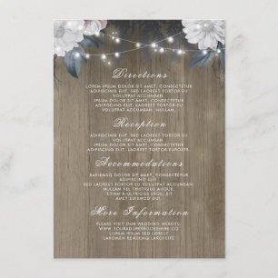 Carte D'accompagnement Floral String Lights Rustic Wood Détails du Mariag