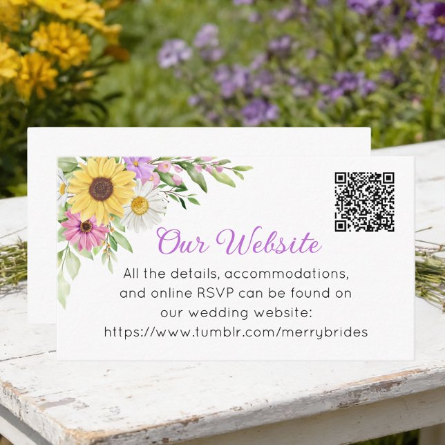 Carte D'accompagnement Floral Sunflower Daisy Wildflowers Wedding Website (Créateur téléchargé)