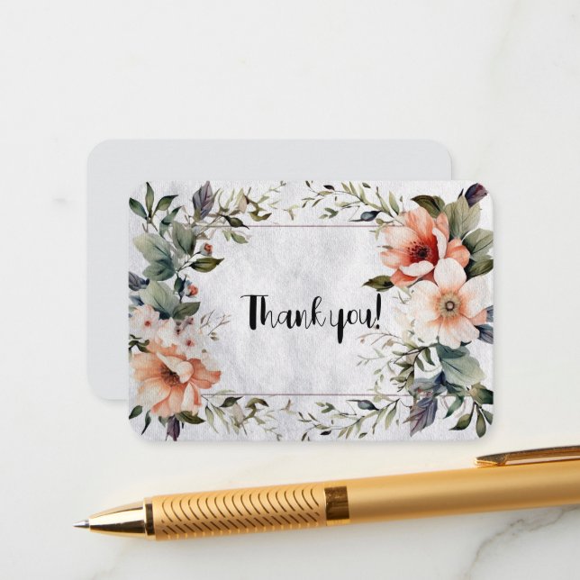 Carte D'accompagnement Floral Thank You (Devant/Arrière en situation)