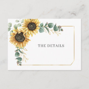 Carte D'accompagnement Floral Tournesol Eucalyptus Détails Mariage