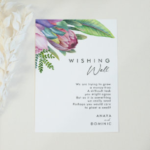 Carte D'accompagnement Floral tropical coloré   Mariage Wishing well