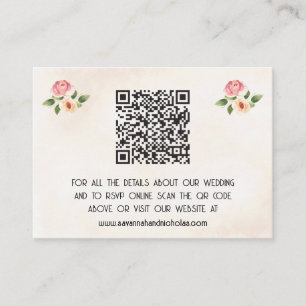 Carte D'accompagnement Floral Vinyl Record QR Code Mariage