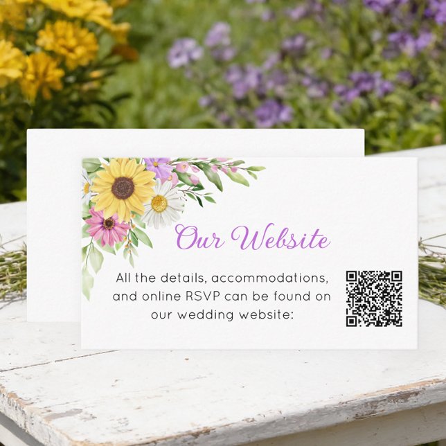 Carte D'accompagnement Floral Wedding Sunflower Daisy Wildflowers Website (Créateur téléchargé)