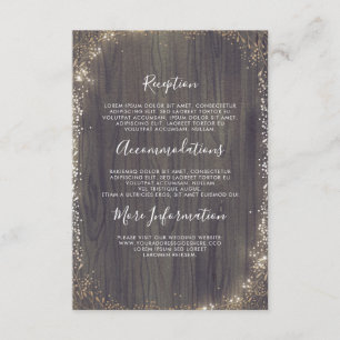 Carte D'accompagnement Floral Wood and Gold Information du Mariage Invité