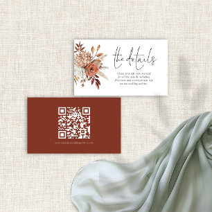 Carte D'accompagnement Florales en terre cuite rustique QR Code Détails d