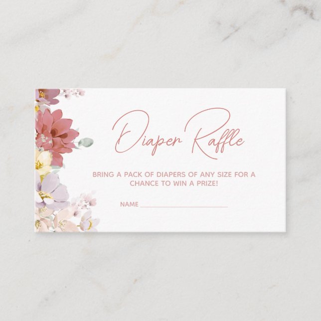 Carte D'accompagnement Florals Baby Bloom Baby shower Déchets Raffle (Devant)