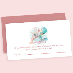 Carte D'accompagnement Flore Aquarelle Baleines Baby shower Déchets Raffi