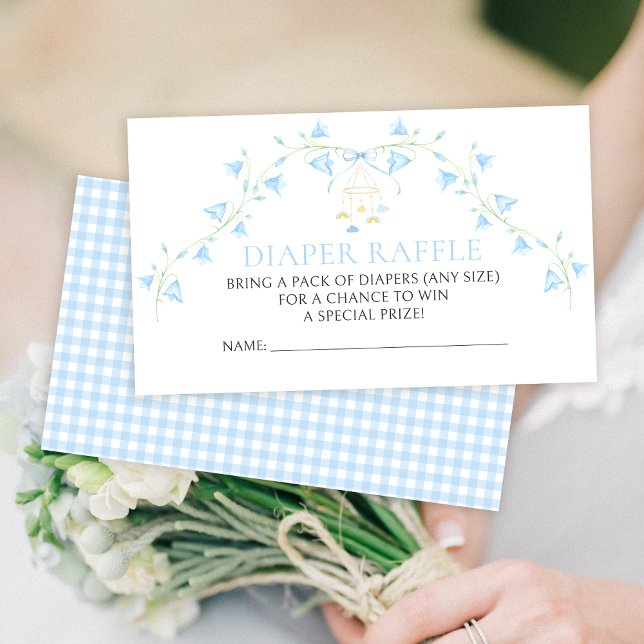 Carte D'accompagnement Flore bleue Bluebell Baby shower Déchets Raffin (Créateur téléchargé)