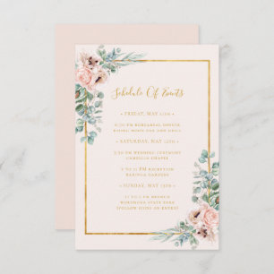 Carte D'accompagnement Flore floue Pastel Mariage Horaire des événement