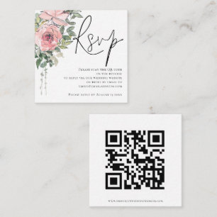Carte D'accompagnement Flore flush moderne Script QR Code Mariage RSVP