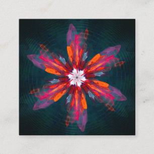 Carte D'accompagnement Flore Mandala Flowers Orange Red Blue Abstract