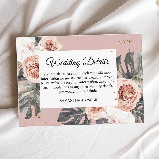 Carte D'accompagnement Flore moderne rose & vert Feuille Tropicale & Orch (Créateur téléchargé)