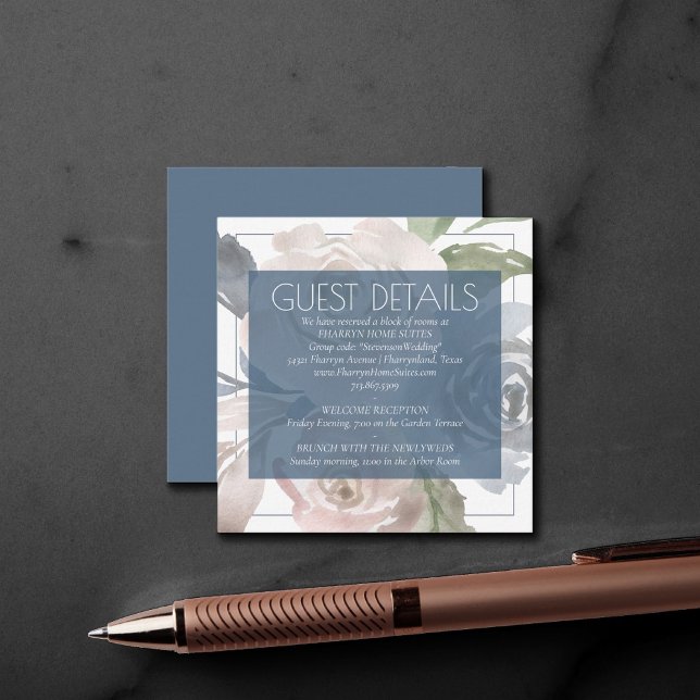 Carte D'accompagnement Flore poussiéreux | Détails du Mariage Smoky Soft  (Créateur téléchargé)