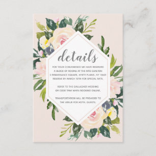 Carte D'accompagnement Flore printanière Détails du Mariage