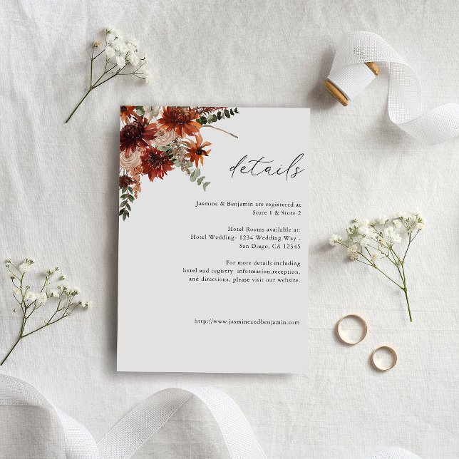 Carte D'accompagnement Flore rustique Terre & Champagne Détails 2 (Créateur téléchargé)