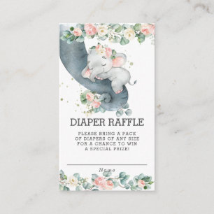 Carte D'accompagnement Flore Vert Eléphant Baby shower Déchets Raffle