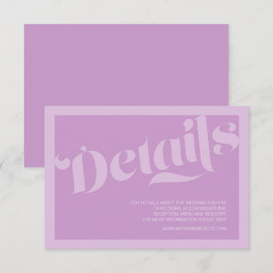 Carte D'accompagnement Flourissant Typographie Lavender Lilac Mariage Dét
