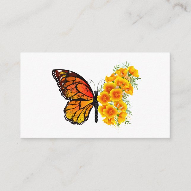 Carte D'accompagnement Flower Butterfly with Yellow California Poppy (Devant)