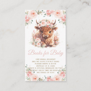 Carte D'accompagnement Fluffy Highland Cow Rose Floral Livres pour bébé