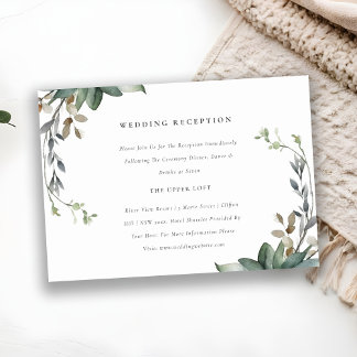 Carte D'accompagnement Foliage vert rustique Wreath Réception de mariage