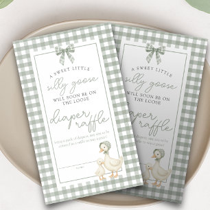 Carte D'accompagnement Folle Oie Sage Vert Coquette Tirage au Sort Couche