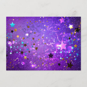 Carte D'accompagnement Fond de papier aluminium violet avec des étoiles