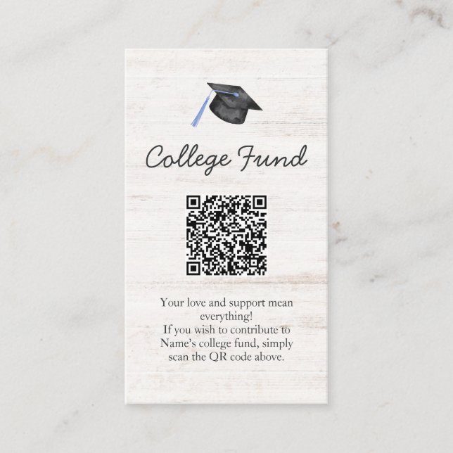 Carte D'accompagnement Fonds de bourse universitaire rustique Code QR de  (Devant)