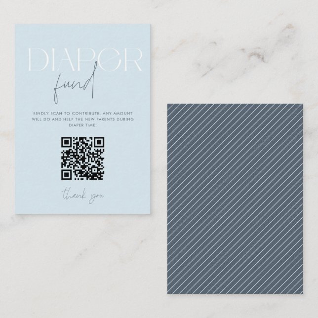 Carte D'accompagnement Fonds de couches bleues modernes Baby shower QR Co (Devant / Derrière)