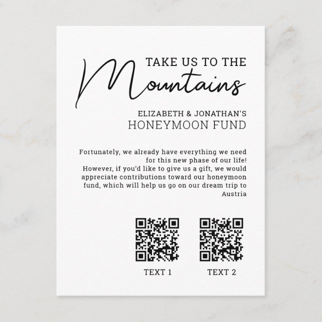 Carte D'accompagnement fonds de lune de miel argent moderne code qr (Devant)