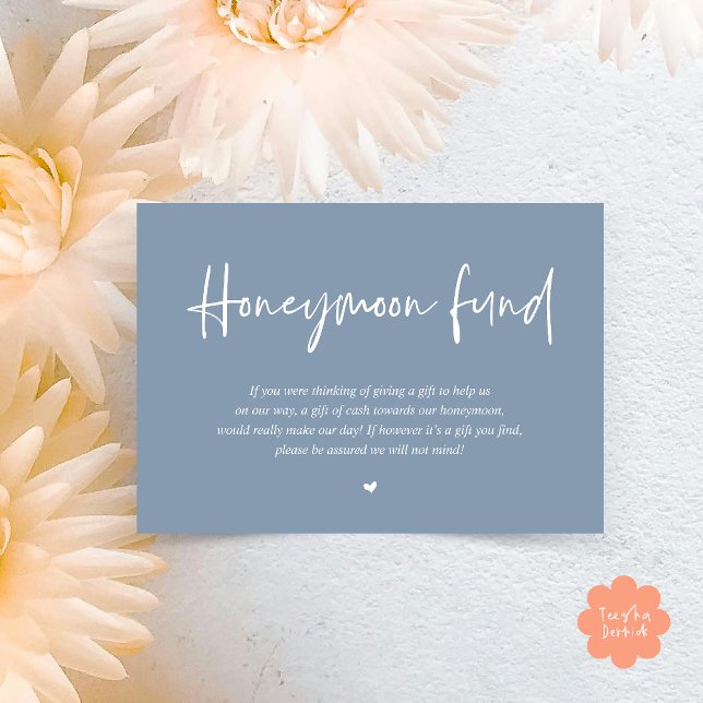 Carte D'accompagnement Fonds de lune de miel mariage (Wedding Honeymoon Wish Fund Cash Enclosure Card in Dusty Blue)