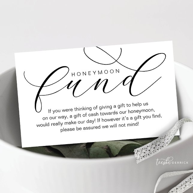Carte D'accompagnement Fonds de lune de miel mariage, Souhaite, minimalis (Wedding Honeymoon Fund, Wish, Modern Beautiful Elegance Luxury Enclosure Card)