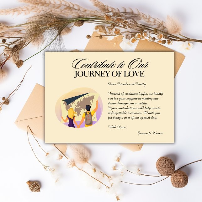 Carte D'accompagnement Fonds de lune de miel Registre Qr Code Mariage Cad (Honeymoon Fund Registry Qr Code Wedding Gift Enclosure Card)