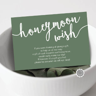 Carte D'accompagnement Fonds de souhaits de lune de miel mariage, Sage Gr