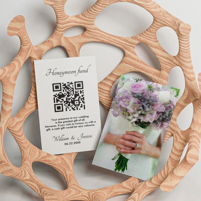 Carte D'accompagnement Fonds Lune De Miel Avec Code QR Et Photo (Créateur téléchargé)