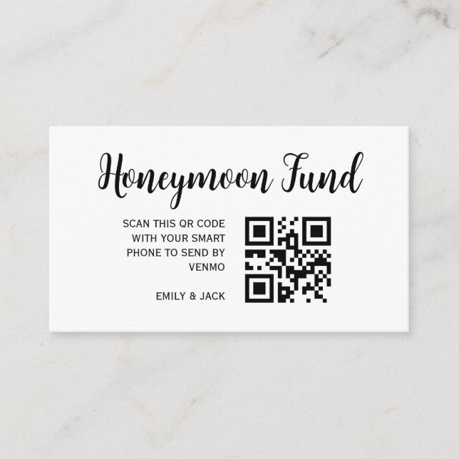 Carte D'accompagnement Fonds Lune de Miel Code QR Mariage Registre Cadeau (Devant)