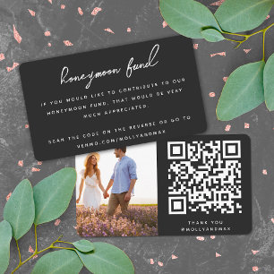 Carte D'accompagnement Fonds Lune de Miel Code QR Registre Mariage Noir
