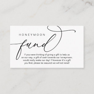 Carte D'accompagnement Fonds mariage Lune de Miel, Cadeaux en Espèces bie