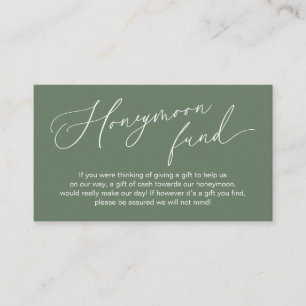 Carte D'accompagnement Fonds mariage Lune de Miel, Cadeaux en Espèces bie