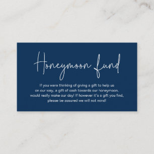 Carte D'accompagnement Fonds mariage Lune de Miel, Cadeaux en Espèces bie