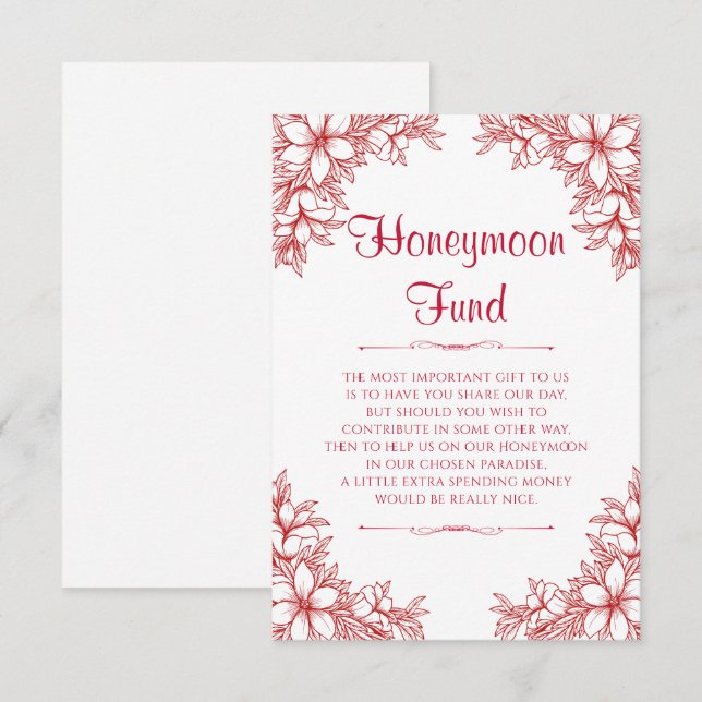 Carte D'accompagnement Fonds pour la lune de miel des Mariages rouges (Devant / Derrière)