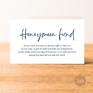Carte D'accompagnement Fonds pour lune de miel mariage, Cadeaux de mariag